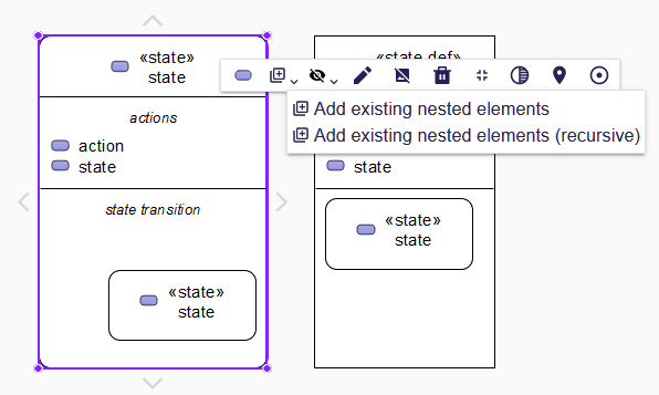 Add existing elements on state